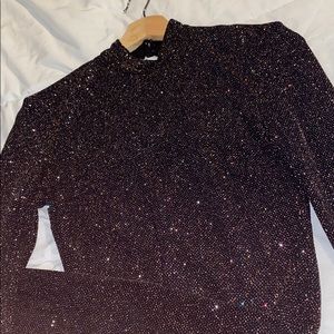 Black Long Sleeve Glitter Bodycon dress